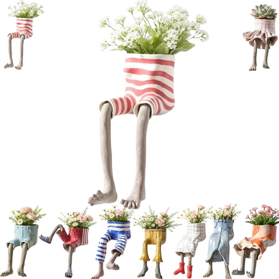 Leggy Pot Planter, Decorative Small Plant Funny Pot for Succulents and Live Plants, Indoor Outdoor Home and Garden Decor, 2.76 in