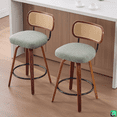thumbnail image 1 of LEGAHOME Bar Stools set of 2, 26” Swivel Counter Height Bar Stools with Cane Rattan Back and Linen Seat, Modern Farmhouse Bar Stools for Kitchen Island, Bar, Dining Room, Walnut + Green, 1 of 9