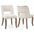 thumbnail image 1 of LEGAHOME Beige Upholstered Dining Chairs Set of 2, Modern Farmhouse Dining Room Chairs with Curved Backrest, Copper Nail Detailing and Solid Wood Legs for Kitchen, Dining Room, 1 of 8