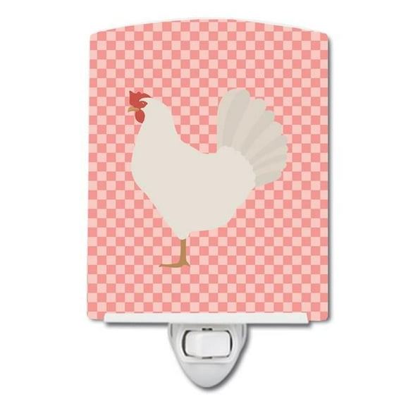 Leghorn Chicken Pink Check Ceramic Night Light