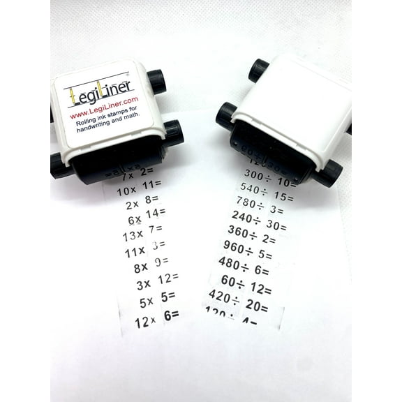 LegiLiner Math Equation Rolling, Refillable Teacher Stamp WHITE Multiplication and Division