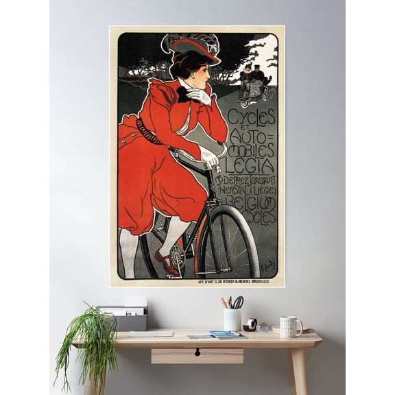 Legia Cycles Belgium Art Nouveau Vintage Bicycle Advertisement Poster Wall Art, Modern Wall Decor For Living Room Bedroom, 24x36 UNFRAMED