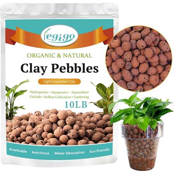 Legigo 10 LB Organic Leca Clay Pebbles for Plants, 4mm-16mm 100% Natural Leca Balls for Indoor Plants, Hydroton Clay Pebbles for Plants Hydroponic Aquaponics Growing Orchid Drainage Terrarium