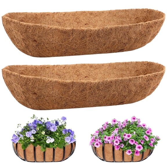 2 Pack Trough Coco Liner for Planters- 48 Inch Window Box Liners Coconut Coir Basket Liners, Planter Box Coconut Liner for Window Flower Box Pots, Fence Trough Planter, Wall Planter Basket