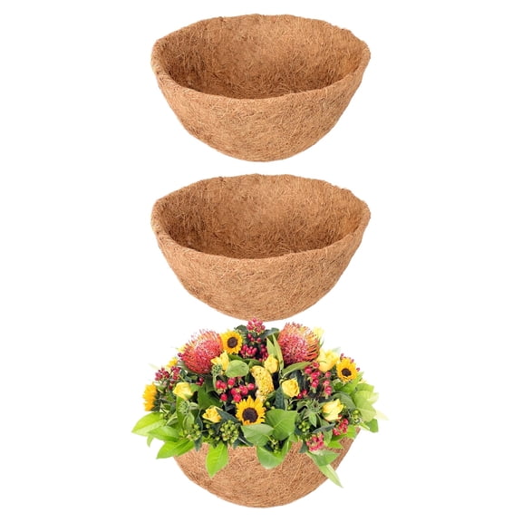 3 Pack 10 Inch Hanging Basket Coco Liners Replacement, 100% Natural Round Coconut Coco Fiber Planter Basket Liners for Hanging Basket Flowers/Vegetables