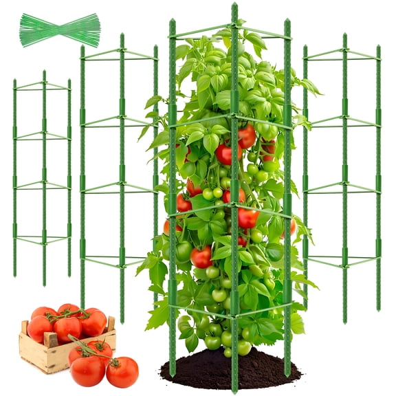 4-Pack Tomato Cage for Garden Plant Support- Up to 63inch Garden Stakes Tomato Cage, Tomato Trellis for Potted Plants, Tomato Cages Plant Stakes for Climbing Vegetables Plants Flowers