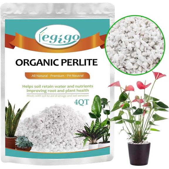 Legigo 4 Quarts Organic Horticultural Perlite for Plants Indoor- Natural Horticultural Soil Additive Conditioner Mix for Improves Drainage, Ventilation and Root Growth