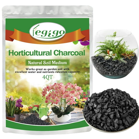 Legigo 4QT All Natural JKF25 Horticultural Charcoal- Activated Hardwood Plant Charcoal for Soil Amendment, Conditioning Bonsai Soil, Succulent, Terrarium Supplies, Indoor Plant Potting Soil