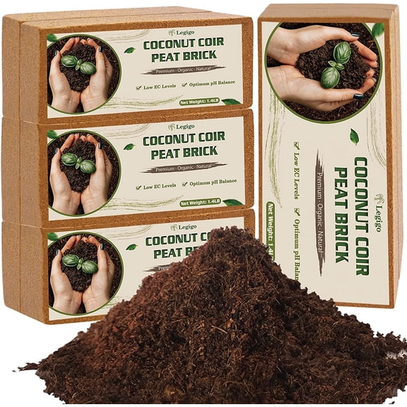 Legigo 8 Pack Coco Coir Bricks (11.2lb), 100% Organic Coconut Coir Fiber Potting Soil for Plants, Compressed Coco Peat Seed Starter, Coconut Husk Potting Mix for Indoor & Outdoor Plants, Gardening