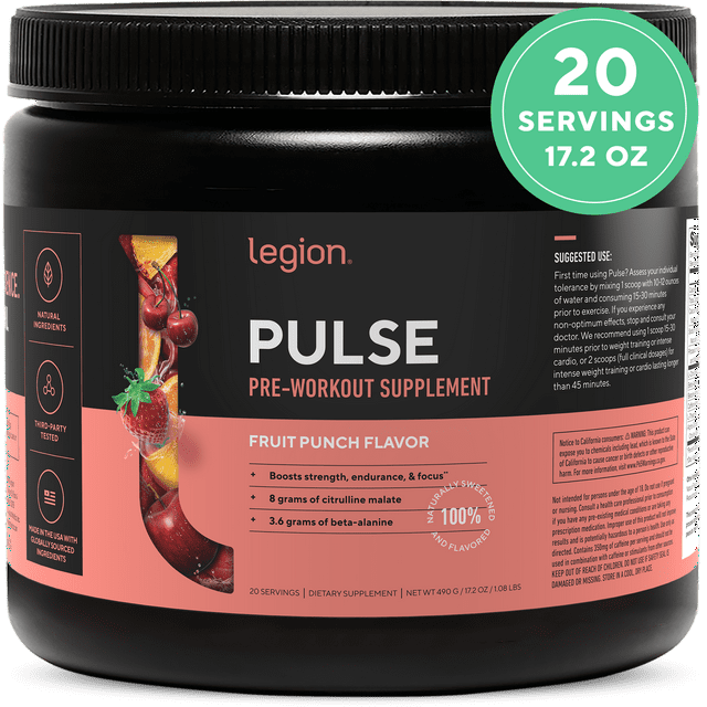 Legion Athletics Natural Preworkout Energy Supplement with Caffeine
