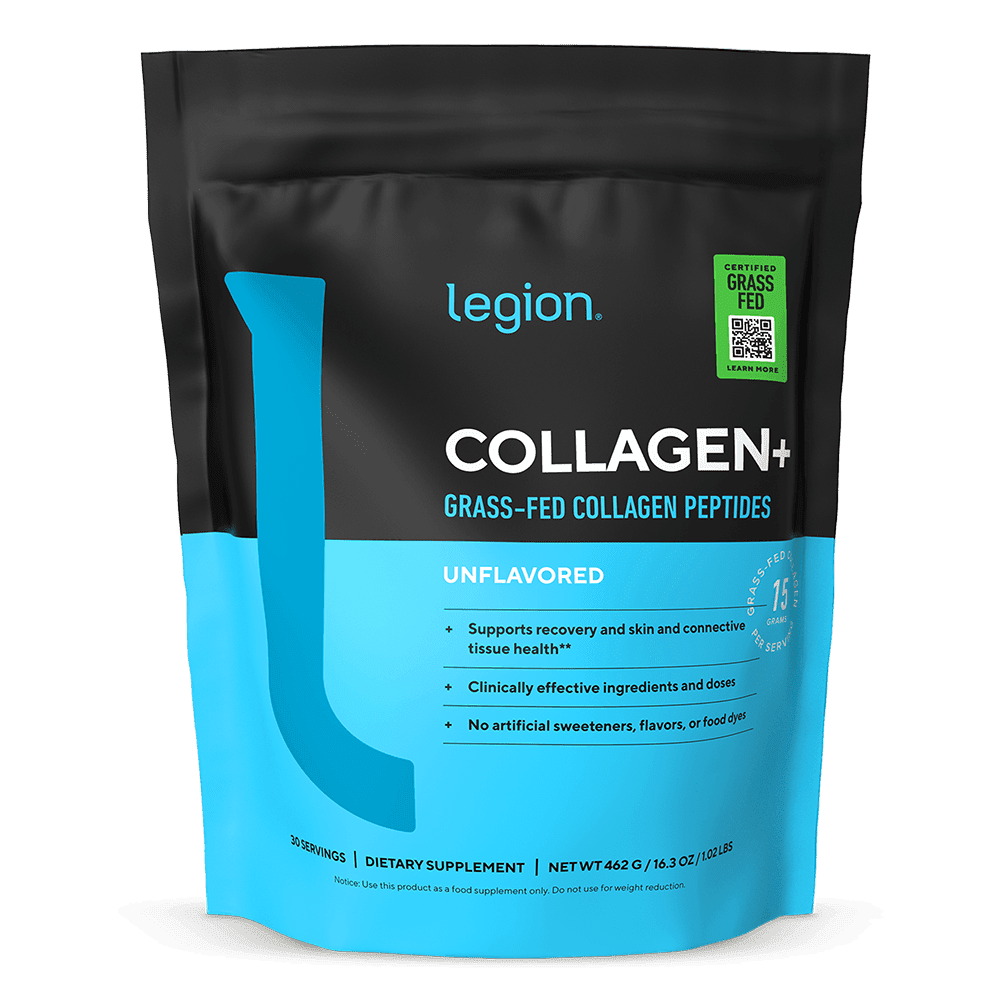 Legion Collagen+ Grass-Fed Collagen Peptides Powder, Unflavored, 15g Collagen, Zero Sugar, 30 Servings