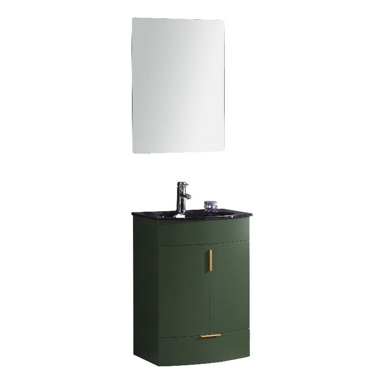 24" Vogue Green PVC Freestanding Bathroom Vanity with Tempered Glass Top