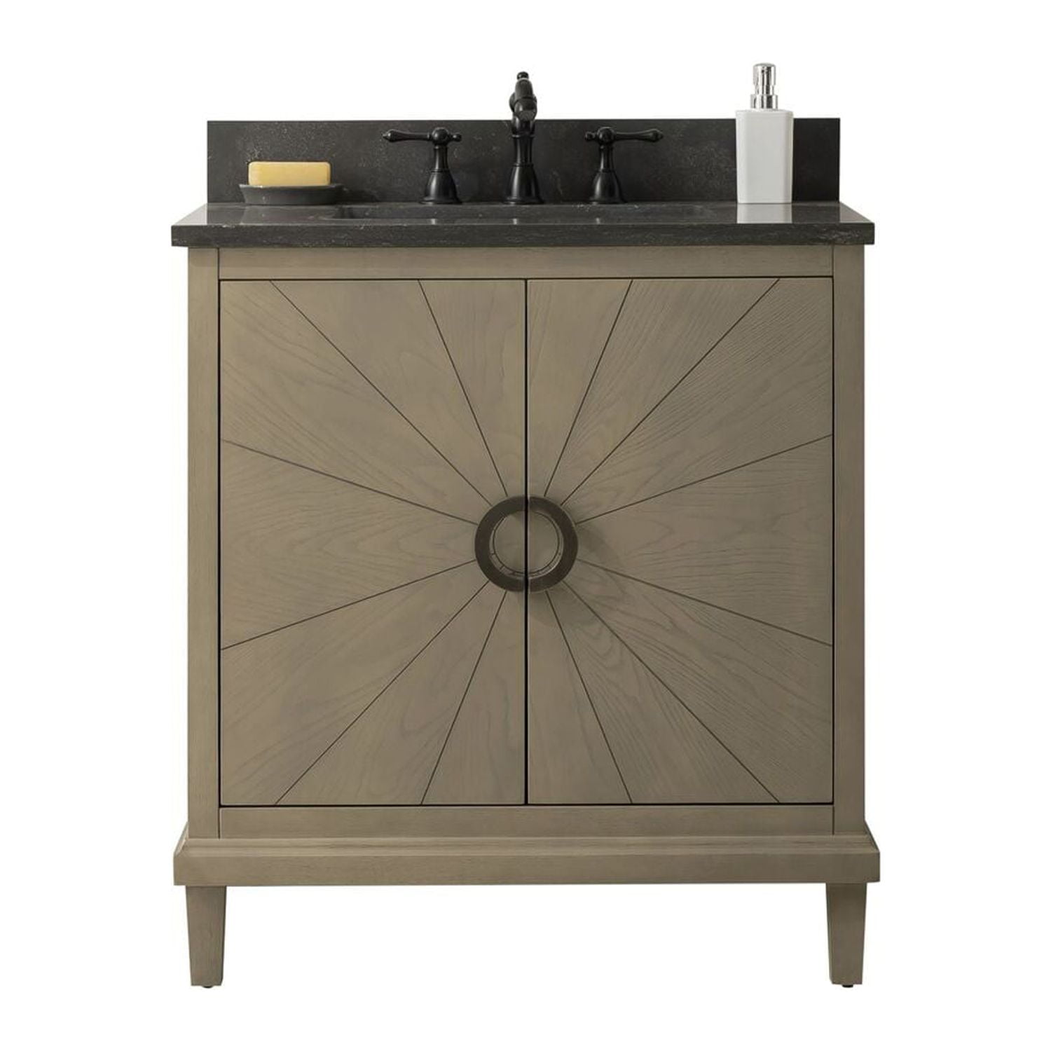 Legion Furniture 30 in. Antique Gray Oak Vanity with Blue Limestone Top