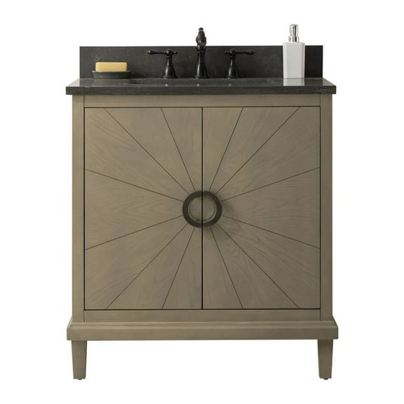 Legion Furniture 30" Antique Gray Oak Vanity With Blue Limestone Top