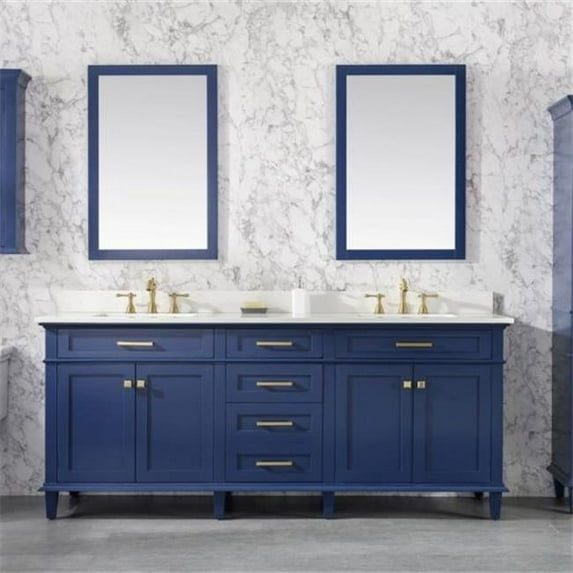 Legion Furniture 30 in. Blue Finish Sink Vanity Cabinet with Carrara White Top