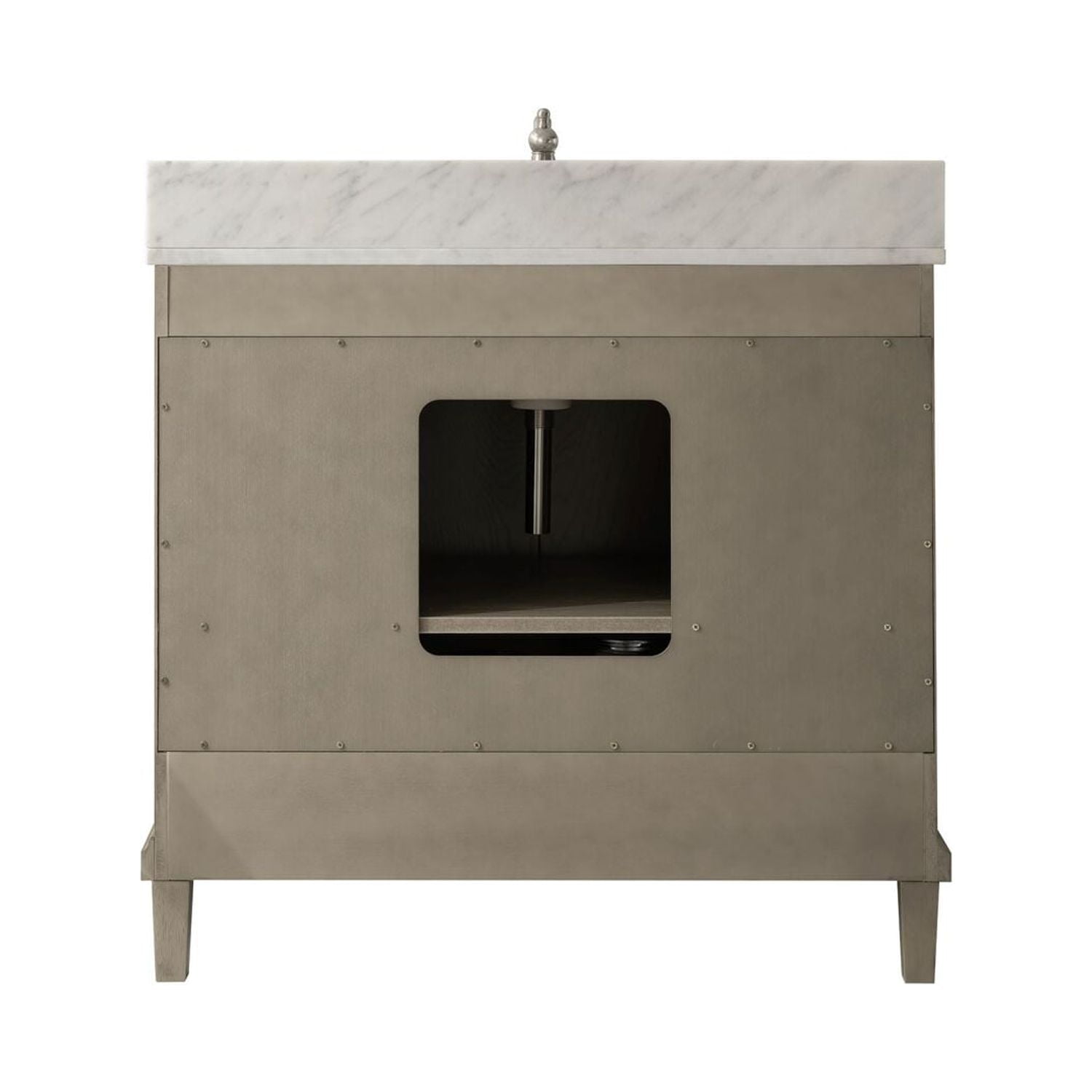 Legion Furniture 36" Antique Gray Oak Vanity With Carrara White Top