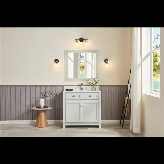 Legion Furniture WS2515-36-SS 36 in. Silver Strand Finish Solid Wood Sink Vanity, 1 in. Artificial Stone Top