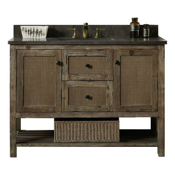 48" SOLID WOOD SINK VANITY WITH MOON STONE TOP-NO FAUCET