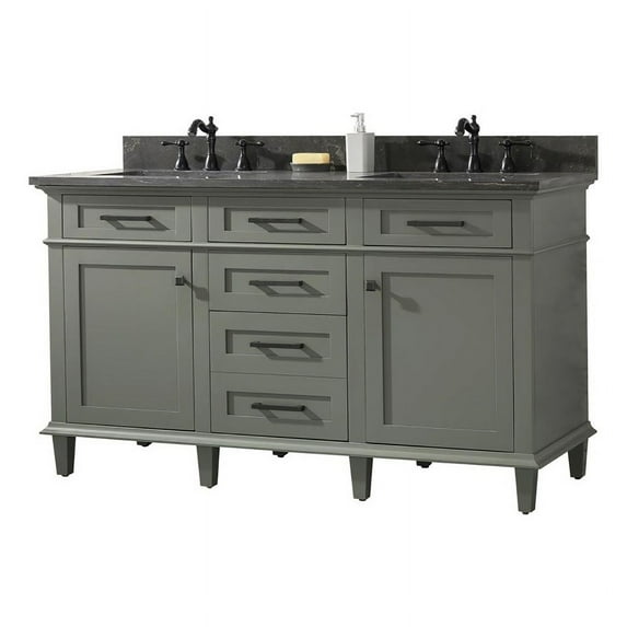 Legion Furniture 60" MDF/Veneer Wood Double Sink Vanity Cabinet in Green
