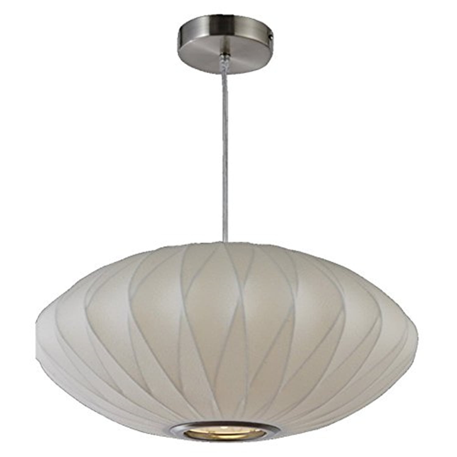 Elegance Brushed Nickel 18" Geometric Pendant Light with White Fabric Shade