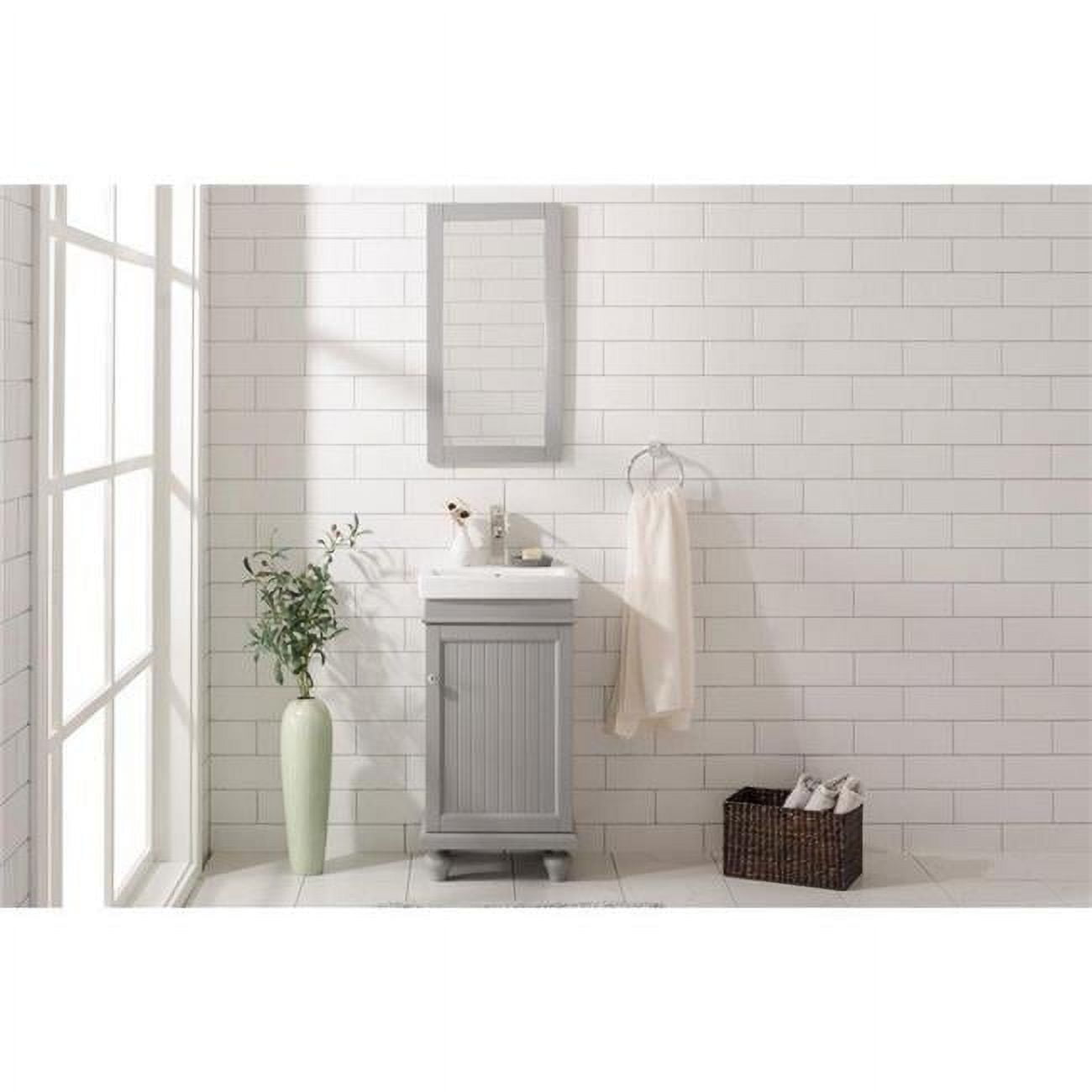 Gray Freestanding Vanity with White Ceramic Sink