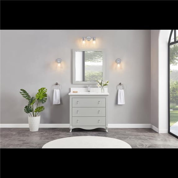 Legion Furniture WS2512-36-SS 36 in. Silver Strand Finish Solid Wood Sink Vanity, 1 in. Artificial Stone Top
