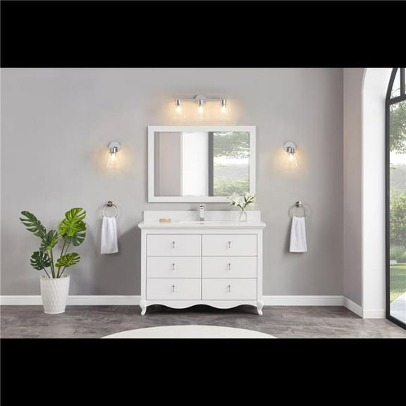 Legion Furniture WS2512-48-W 48 in. White Finish Solid Wood Sink Vanity, 1 in. Artificial Stone Top