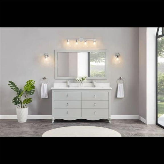 Legion Furniture WS2512-60-SS 60 in. Silver Strand Finish Solid Wood Sink Vanity, 1 in. Artificial Stone Top