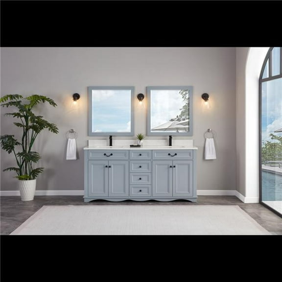 Legion Furniture WS2514-72-CD 72 in. Cadet Finish Solid Wood Sink Vanity, 1 ft. Artificial Stone Top