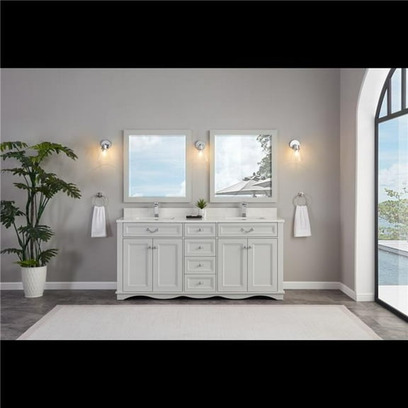 Legion Furniture WS2514-72-SS 72 in. Silver Strand Finish Solid Wood Sink Vanity, 1 ft. Artificial Stone Top