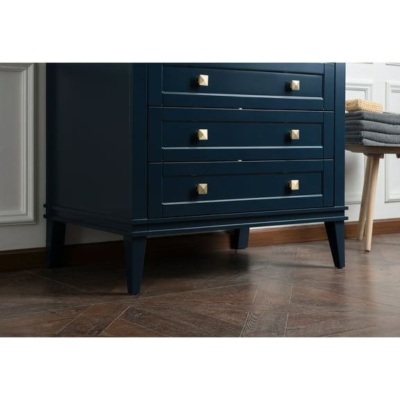 Legion Furniture WV2236-B 36 in. Blue Finish Sink Vanity Cabinet with Carrara White Top