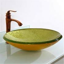 Legion Furniture ZA-243 Temper Glass Vessel Sink, Lime & Yellow - 18.1 x 18.1 x 4.7 in.