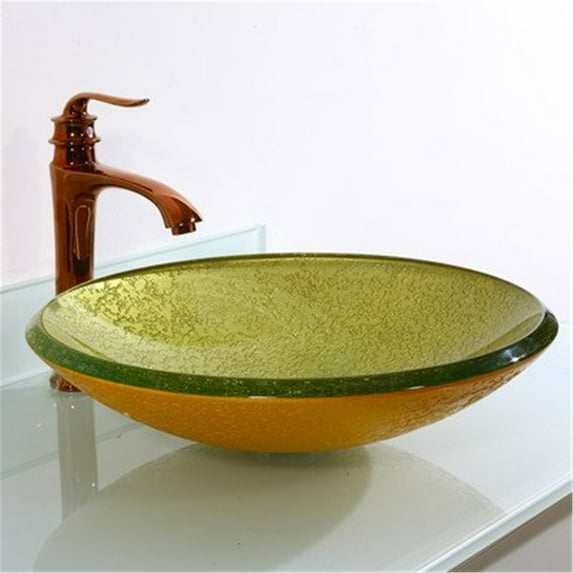 Legion Furniture ZA-243 Temper Glass Vessel Sink, Lime & Yellow - 18.1 x 18.1 x 4.7 in.