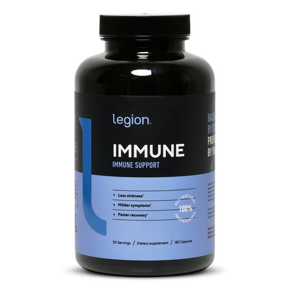 LEGION Immune- Immune Booster for Adults, Natural Immunity System Support w/Vitamin C (500mg), American Ginseng, Guduchi, and Garlic Supplement.