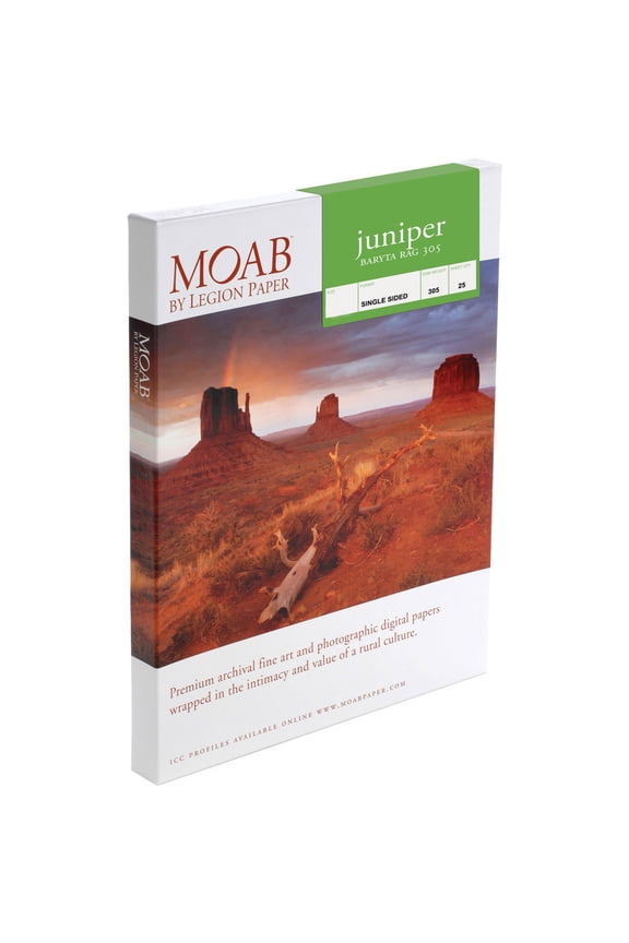 Juniper Baryta Rag 305 Glossy Fine Art Inkjet Print Paper, 11x14", 305gsm, 25 Sheets