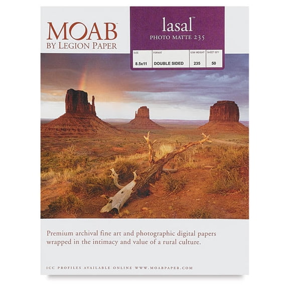 Legion Moab Lasal Photo Paper - 8-1/2" x 11", Matte, Pkg of 50
