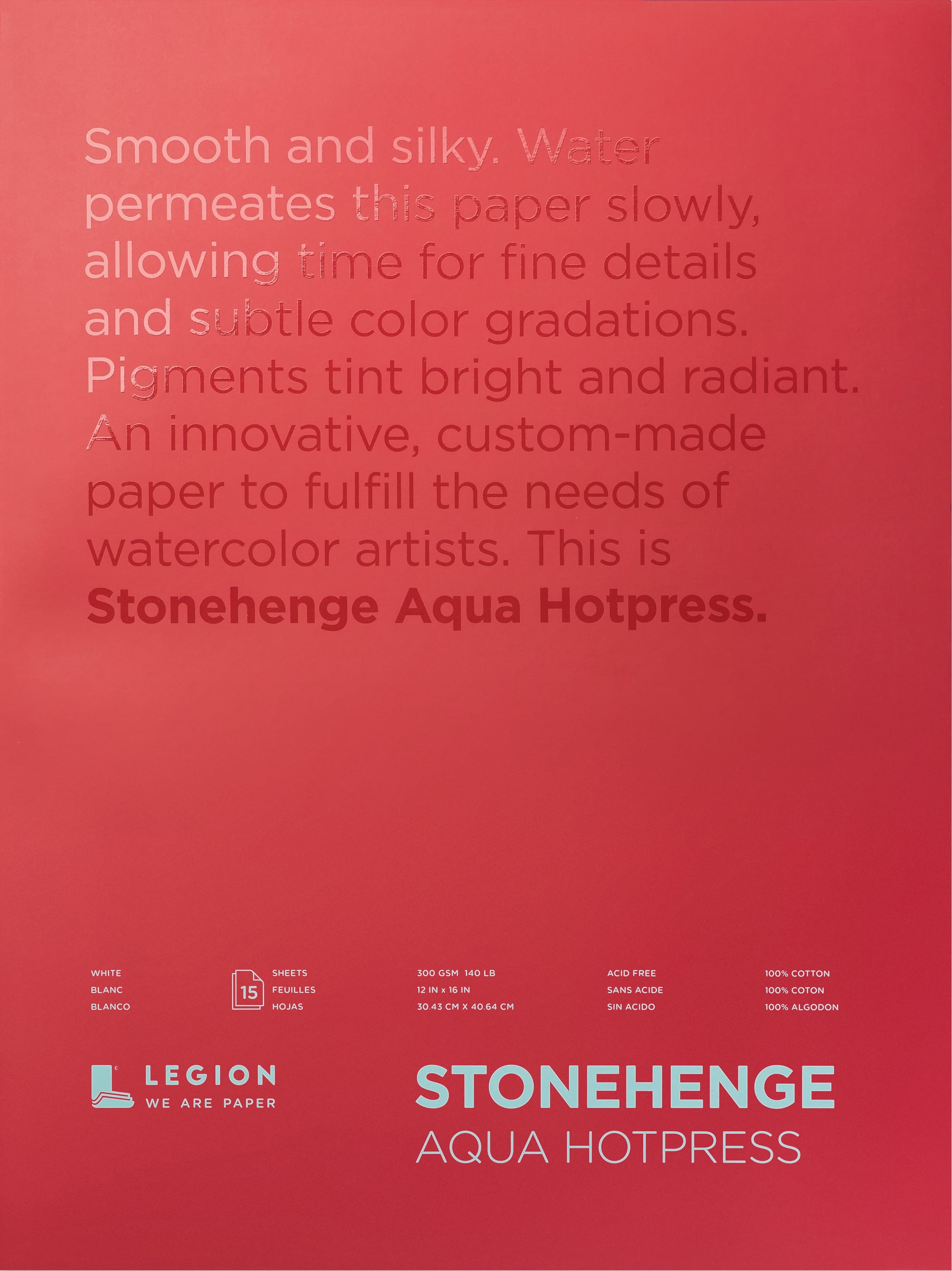 Legion Paper Stonehenge Aqua Block Watercolor Pad, Hot-Press, 10in x 14in