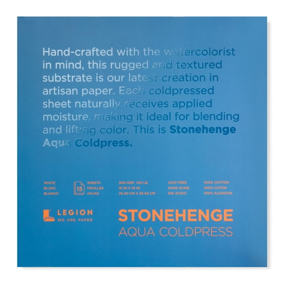 Legion Paper Stonehenge Aqua Watercolor Block, Cold-Press, 10in x 10in