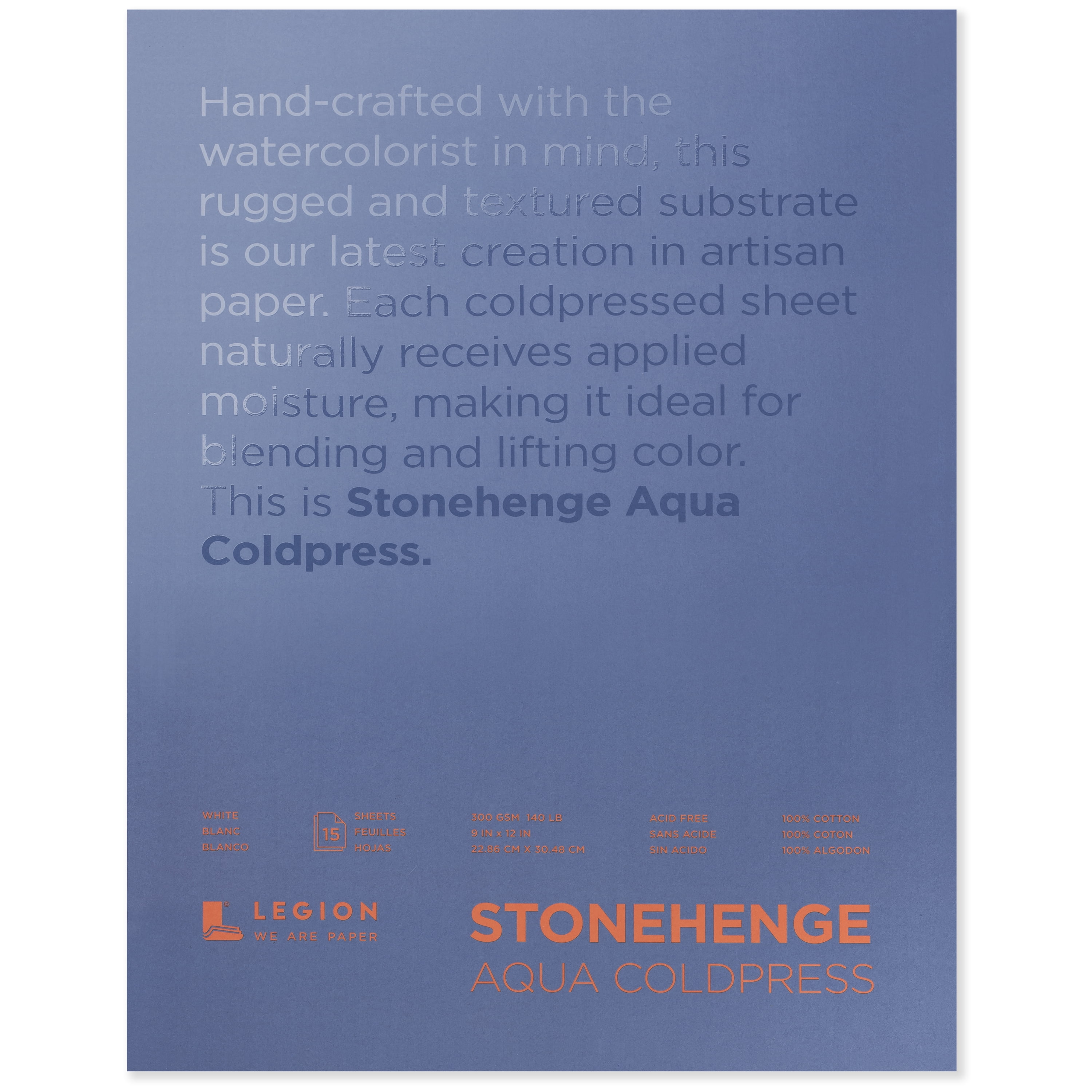 Legion Paper Stonehenge Aqua Watercolor Block, Cold-Press, 9" x 12"