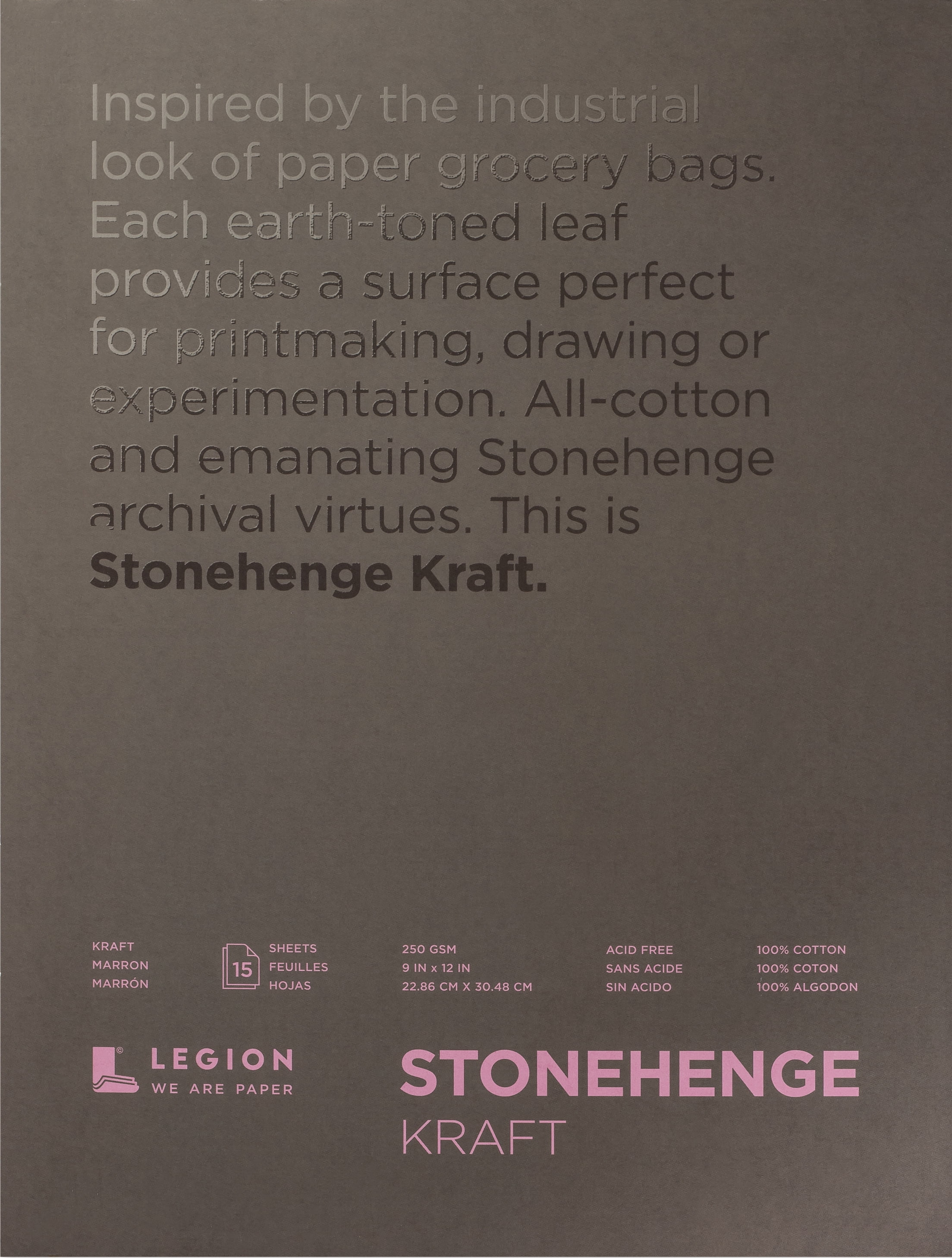 Legion Paper Stonehenge Kraft Paper Pad, 15 Sheets, 9in x 12in