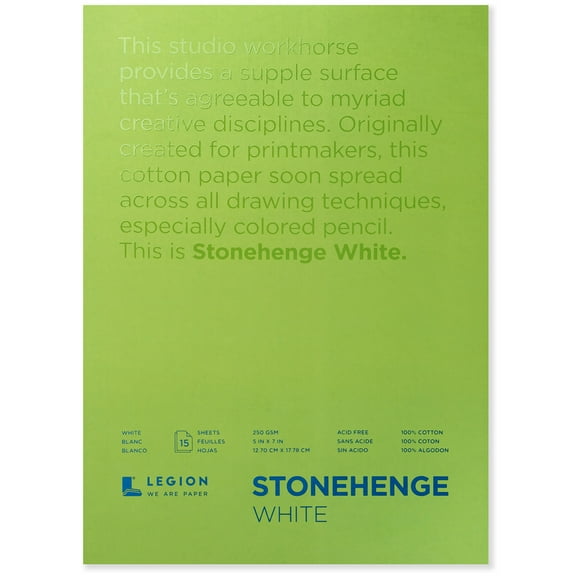 Legion Paper Stonehenge Paper Pad, 15 Sheets, 5in x 7in