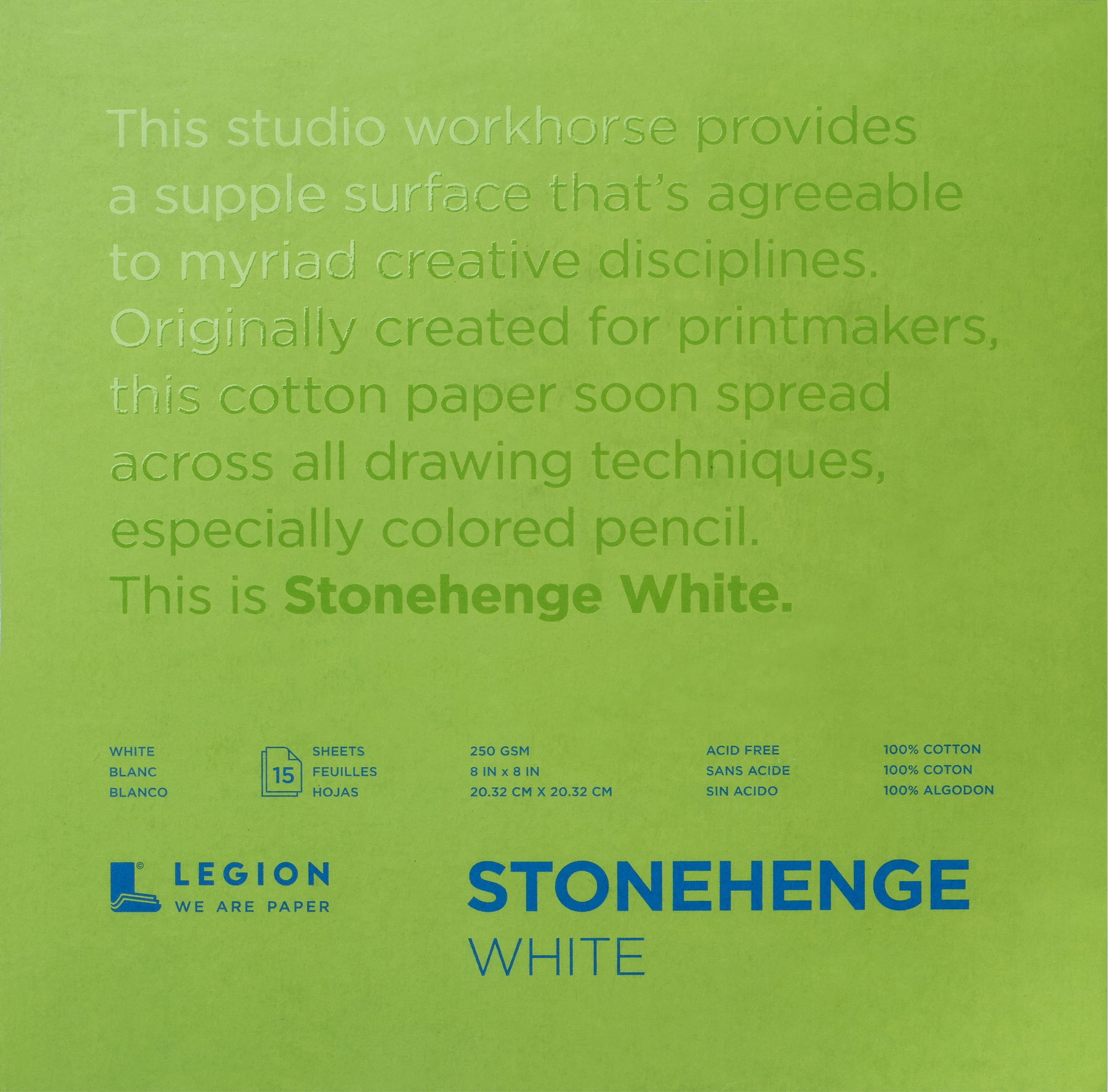 Legion Paper Stonehenge Paper Pad, 15 Sheets, 8in x 8in