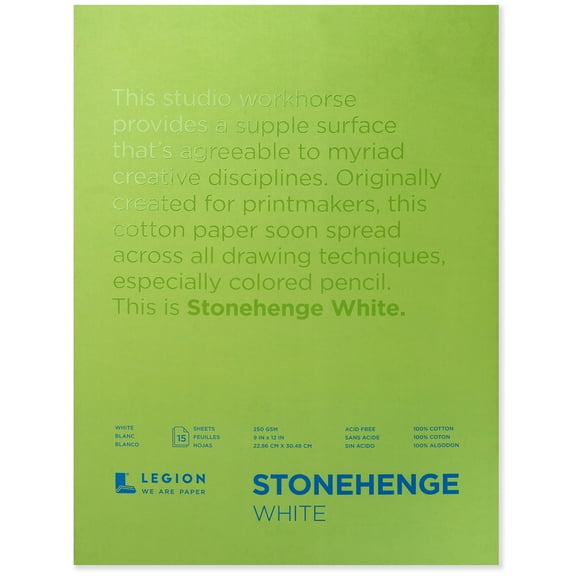 Legion Paper Stonehenge Paper Pad 9" x 12" 15 Sheets/Pad