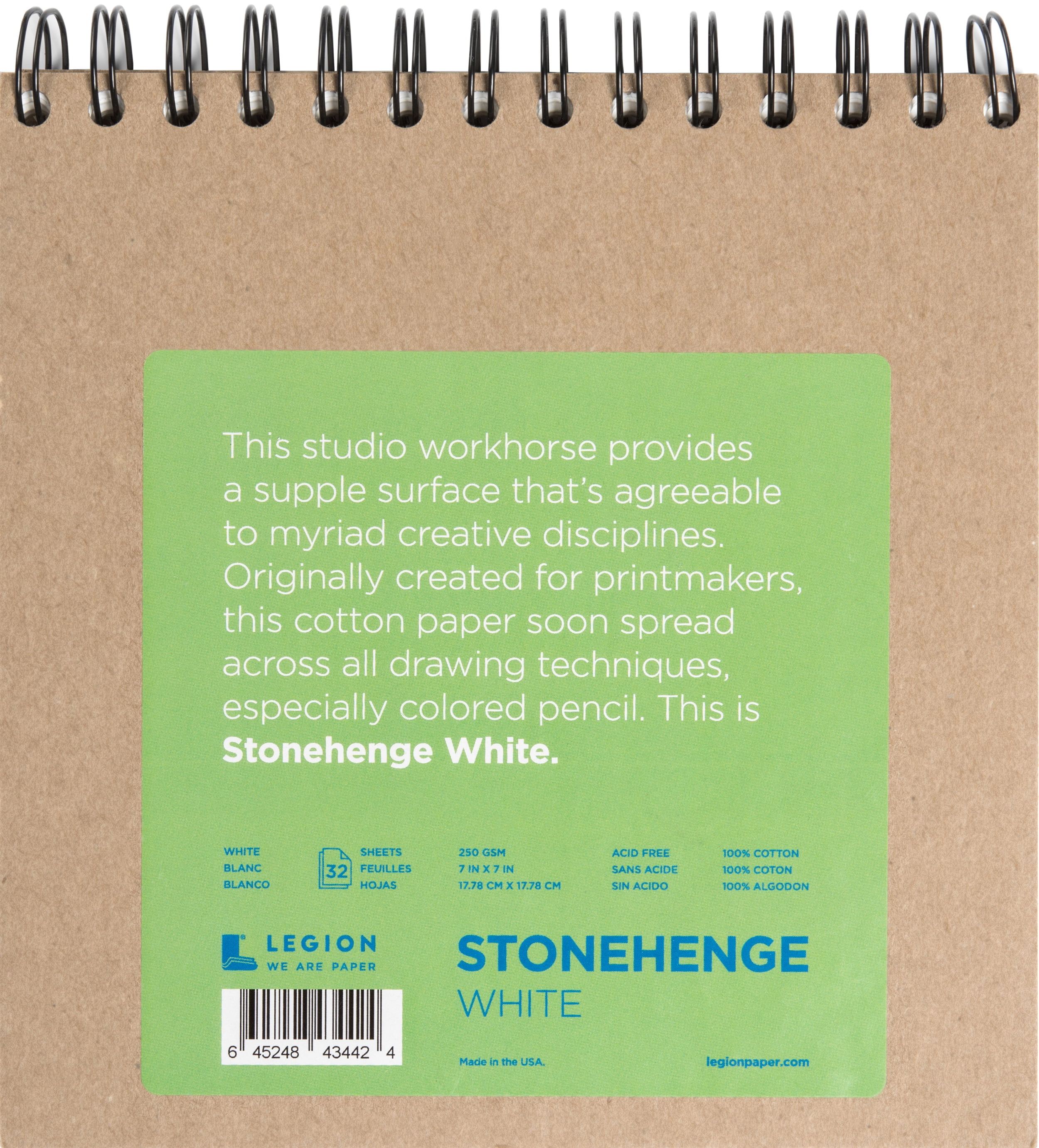 Legion Paper Stonehenge Wired Pad, 32 Sheets, 7in x 7in