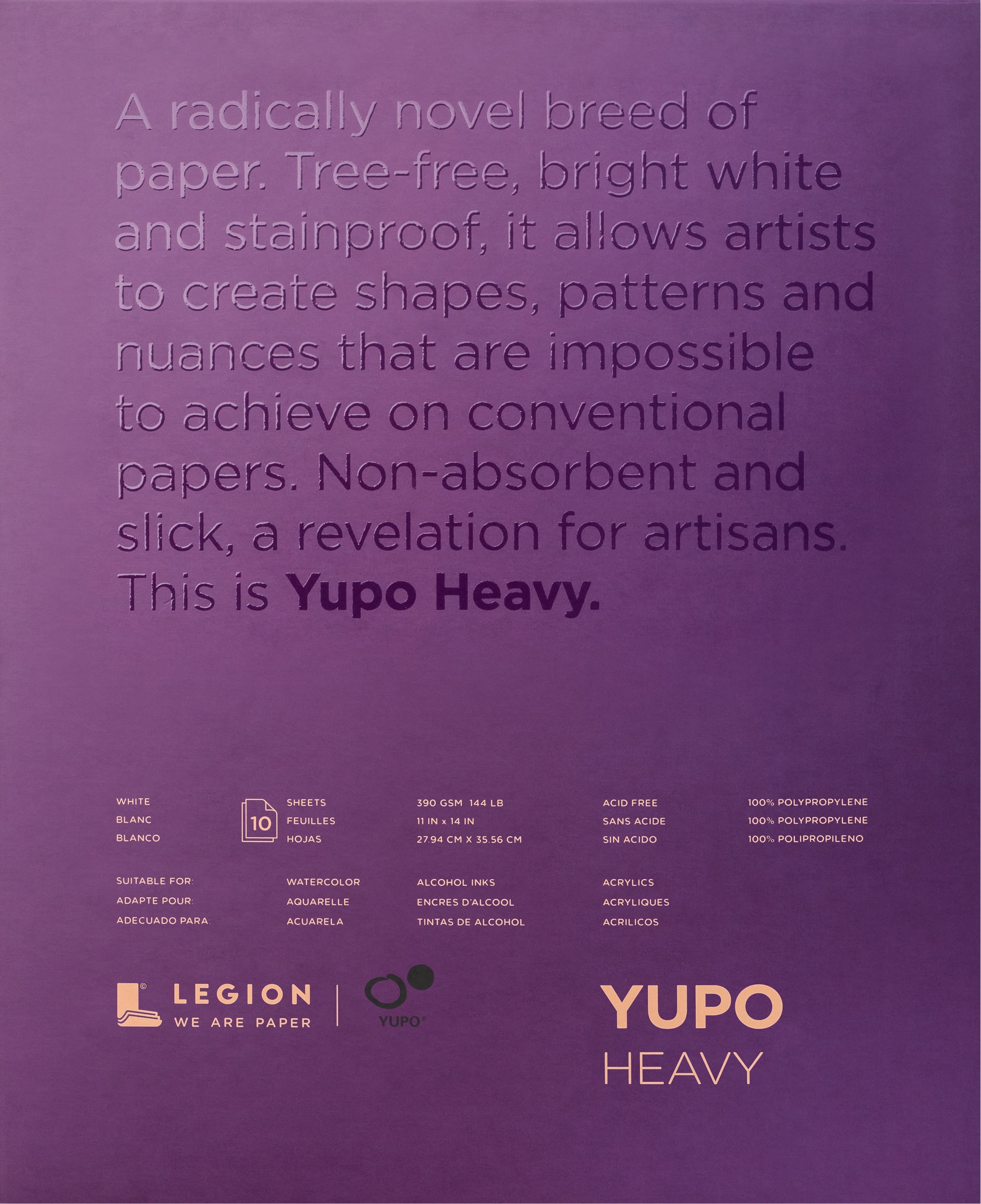 Legion Paper Yupo Heavy Watercolor Pad, 10 Sheets, 11in x 14in