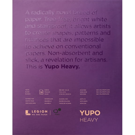 Legion Paper Yupo Heavy Watercolor Pad, 10 Sheets, 11in x 14in