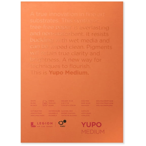 Legion Paper Yupo Medium Watercolor Pad, 10 Sheets, 5in x 7in