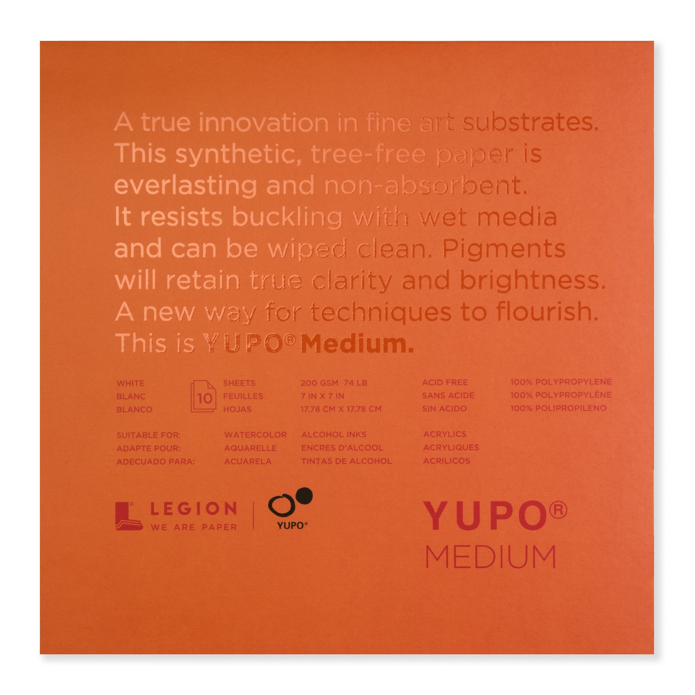 Legion Paper Yupo Medium Watercolor Pad, 7in x 7in, 10 Sheets/Pad