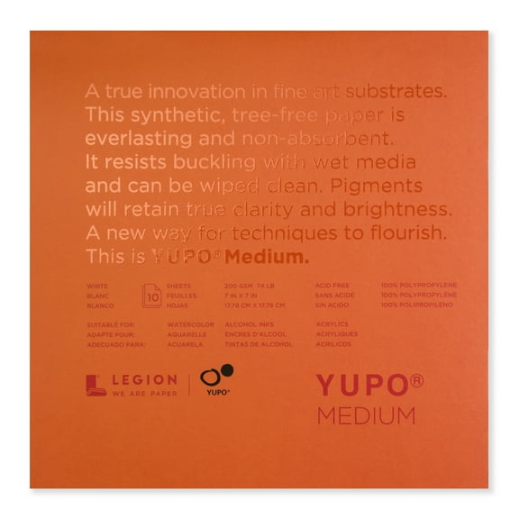 Legion Paper Yupo Medium Watercolor Pad, 7in x 7in, 10 Sheets/Pad