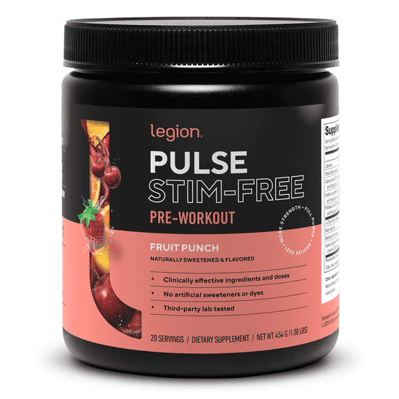 Pulse Natural Pre-Workout Supplement Caffeine-Free naturally sweetened and flavored